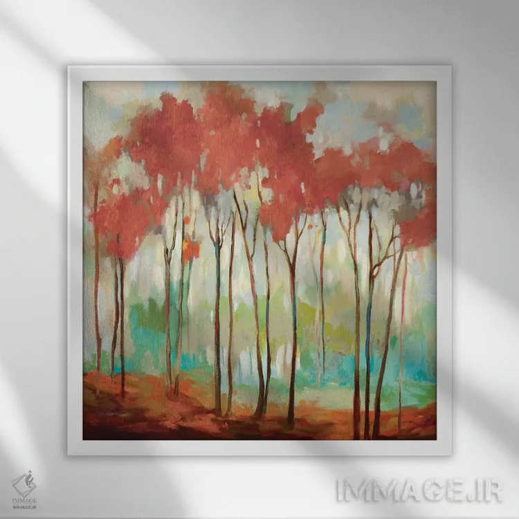 تابلو فراتر از نوک درختان اثر آلیسون پیرس - نمای قابدار سفید