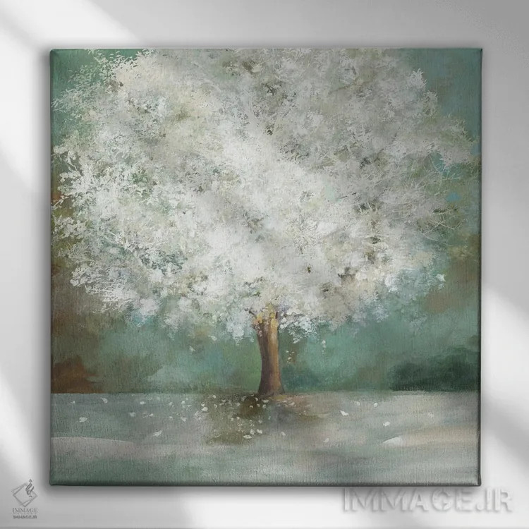 تابلو درخت سفید اثر آلیسون پیرس - نمای روبهرو روی دیوار