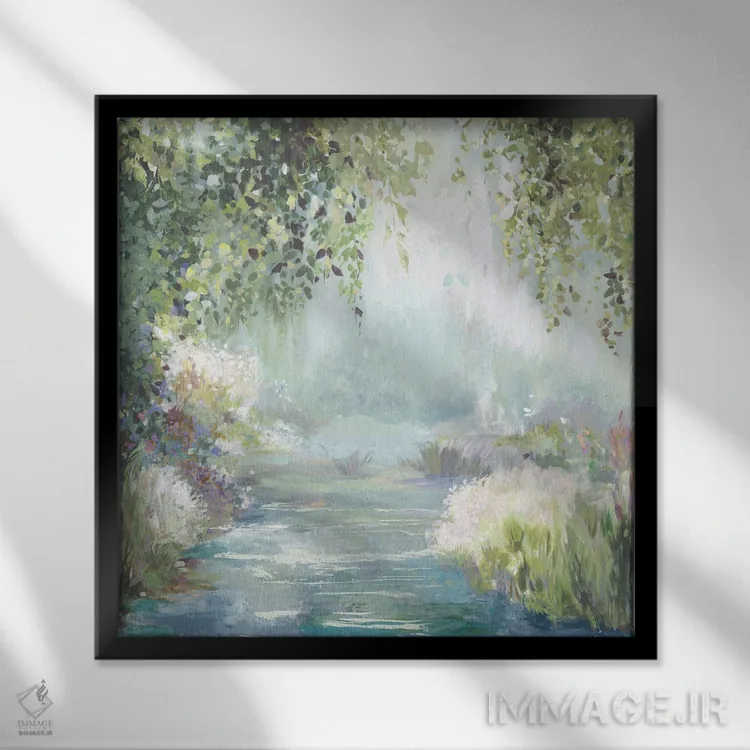 تابلو مسیر جنگلی آفتابی اثر آلیسون پیرس - نمای قابدار مشکی