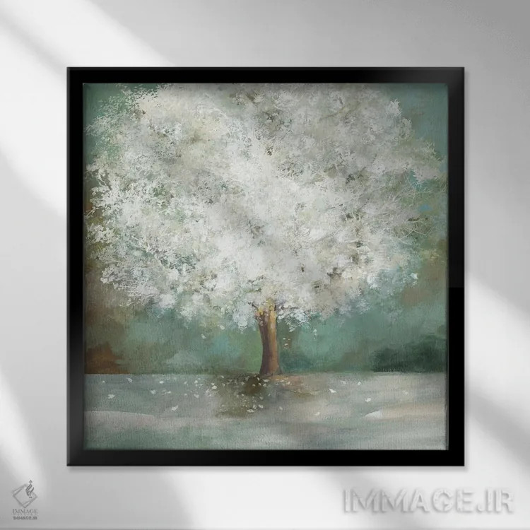 تابلو درخت سفید اثر آلیسون پیرس - نمای قابدار مشکی