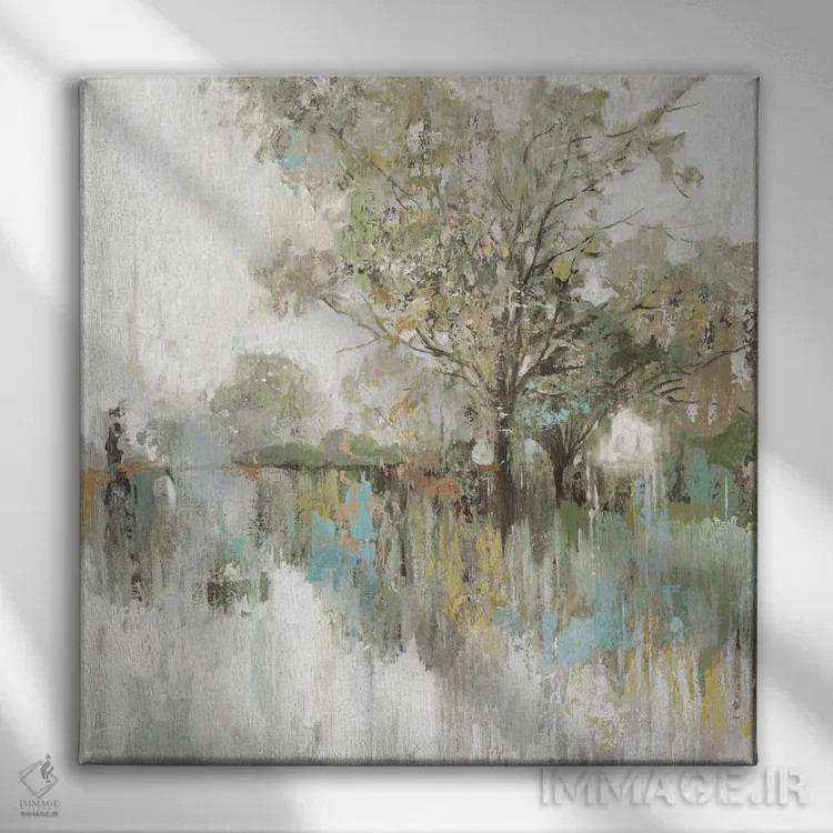 تابلو بازتاب سبز جنگل اثر آلیسون پیرس - نمای روبهرو روی دیوار