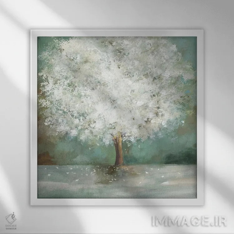 تابلو درخت سفید اثر آلیسون پیرس - نمای قابدار سفید