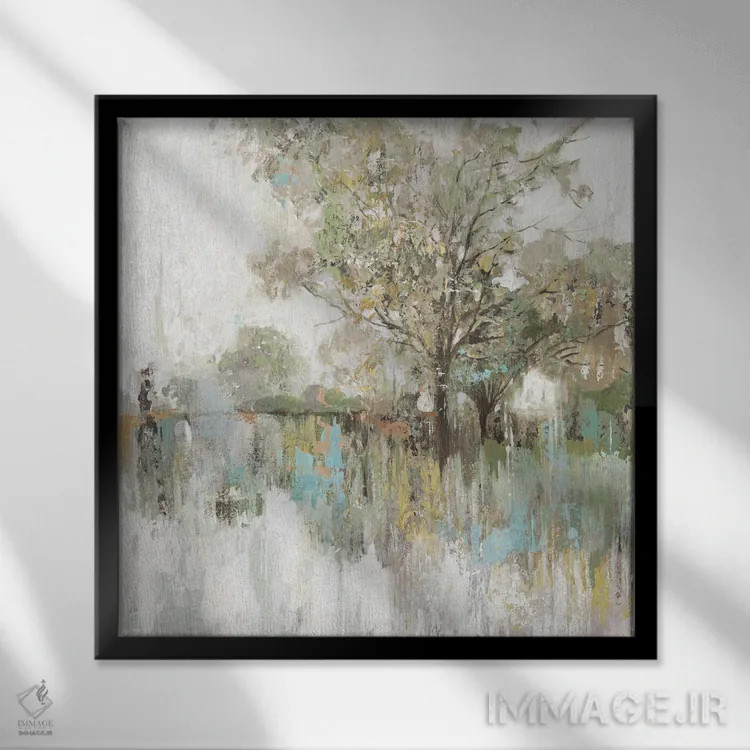 تابلو بازتاب سبز جنگل اثر آلیسون پیرس - نمای قابدار مشکی