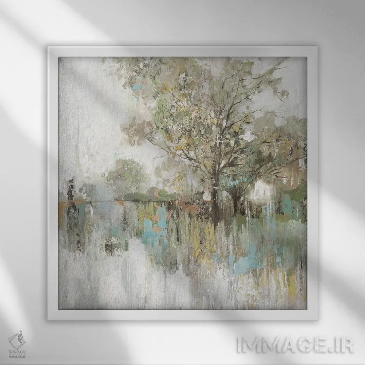 تابلو بازتاب سبز جنگل اثر آلیسون پیرس - نمای قابدار سفید