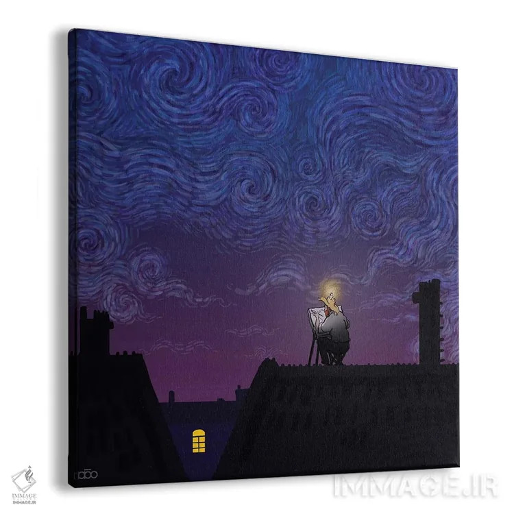 تابلو نور شبانه اثر علیرضا کریمی مقدم (هنرمند ایرانی) - نمای پرسپکتیو محصول