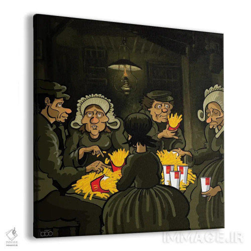 تابلو سیبزمینیخورها اثر علیرضا کریمی مقدم (هنرمند ایرانی) - نمای پرسپکتیو محصول