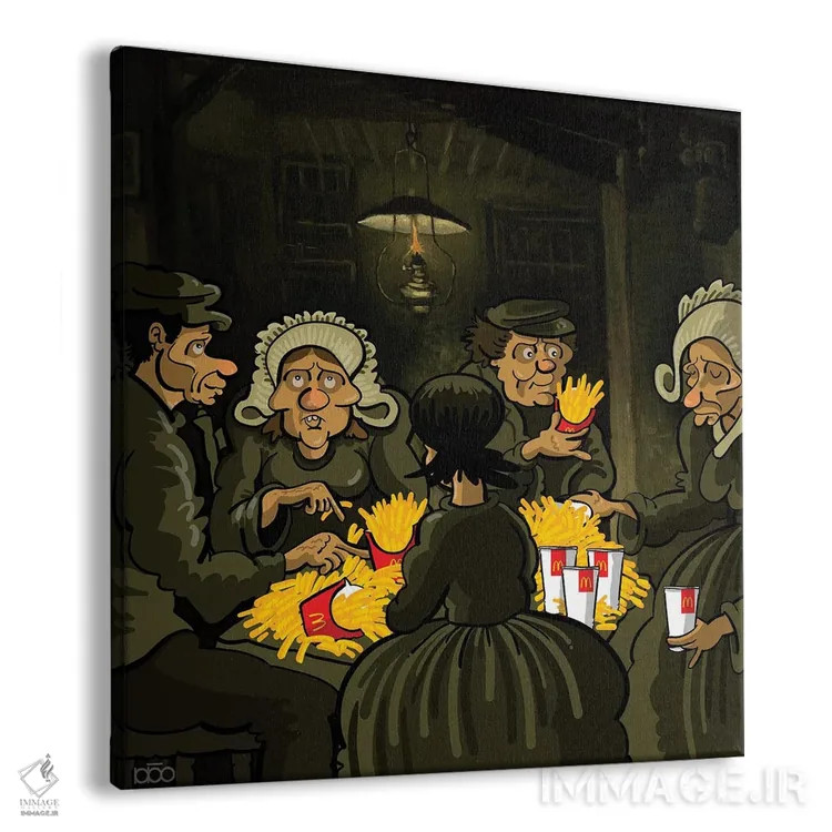 تابلو سیبزمینیخورها اثر علیرضا کریمی مقدم (هنرمند ایرانی) - نمای پرسپکتیو محصول