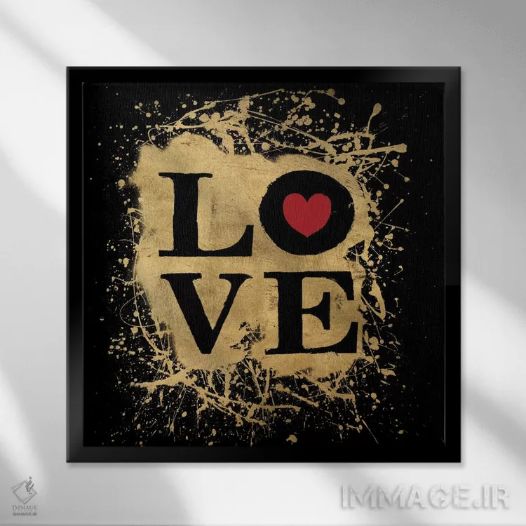 تابلو قلب طلایی IV اثر استودیو مجوز هنر - نمای قابدار مشکی
