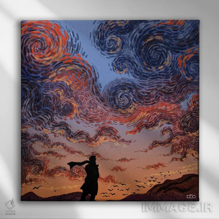 تابلو عبور زمان اثر علیرضا کریمی مقدم (هنرمند ایرانی) - نمای روبهرو روی دیوار