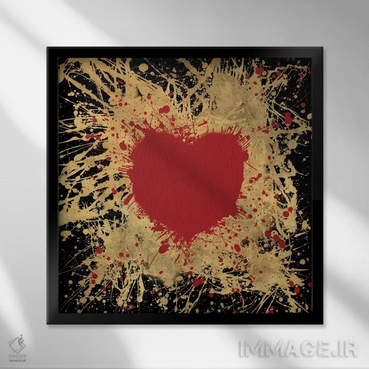 تابلو قلب طلایی I اثر استودیو مجوز هنر - نمای قابدار مشکی