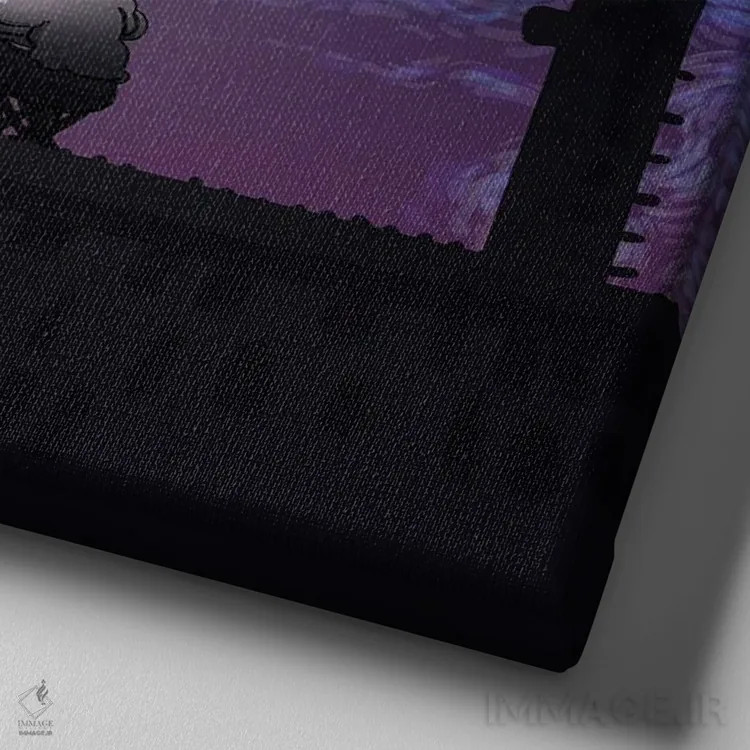 تابلو نور شبانه اثر علیرضا کریمی مقدم (هنرمند ایرانی) - نمای نزدیک بافت بوم