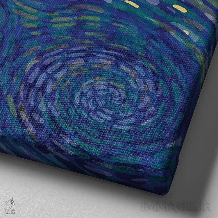 تابلو قایقرانی در دریاچهای پرستاره اثر علیرضا کریمی مقدم (هنرمند ایرانی) - نمای نزدیک بافت بوم