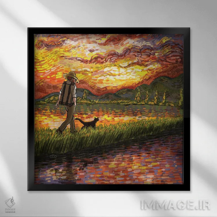 تابلو خط سبز اثر علیرضا کریمی مقدم (هنرمند ایرانی) - نمای قابدار مشکی