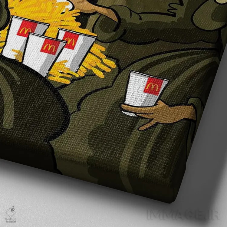 تابلو سیبزمینیخورها اثر علیرضا کریمی مقدم (هنرمند ایرانی) - نمای نزدیک بافت بوم