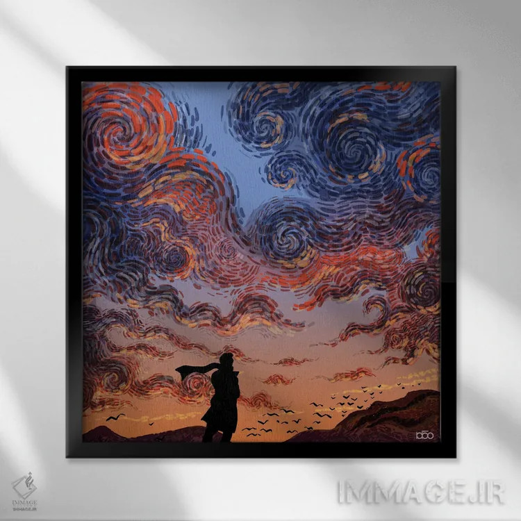 تابلو عبور زمان اثر علیرضا کریمی مقدم (هنرمند ایرانی) - نمای قابدار مشکی