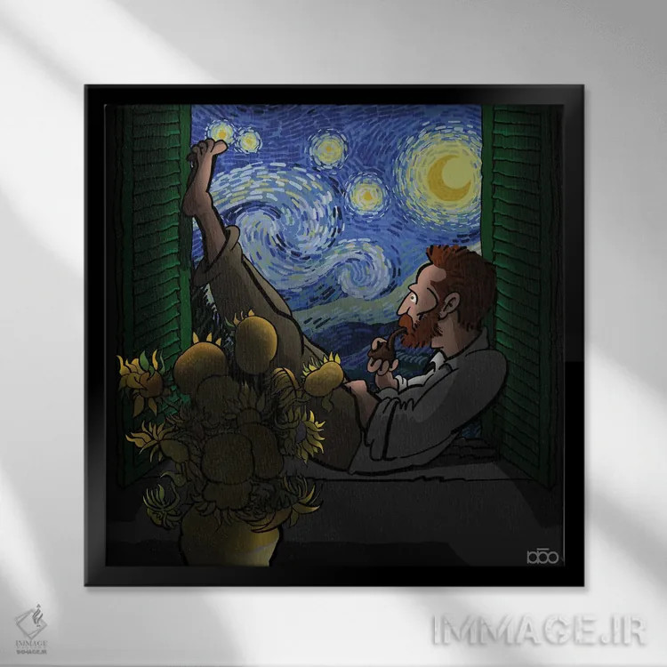 تابلو عشق پنجرهای اثر علیرضا کریمی مقدم (هنرمند ایرانی) - نمای قابدار مشکی