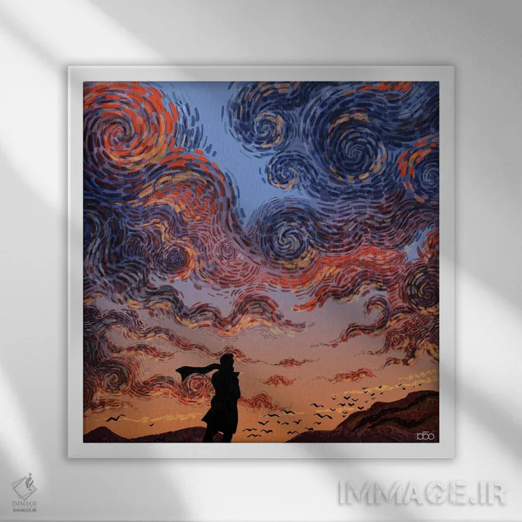 تابلو عبور زمان اثر علیرضا کریمی مقدم (هنرمند ایرانی) - نمای قابدار سفید