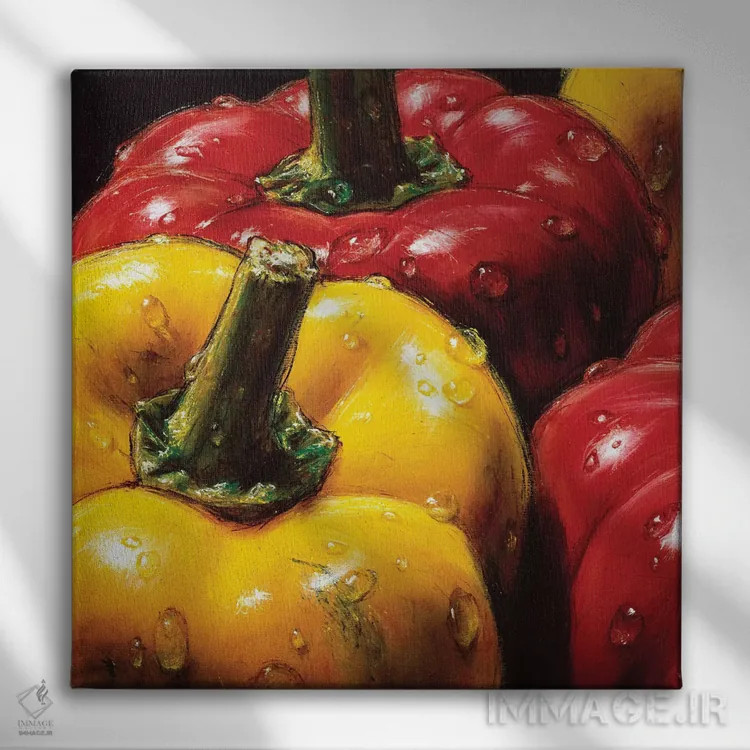 تابلو فلفلها اثر آلماچ - نمای روبهرو روی دیوار