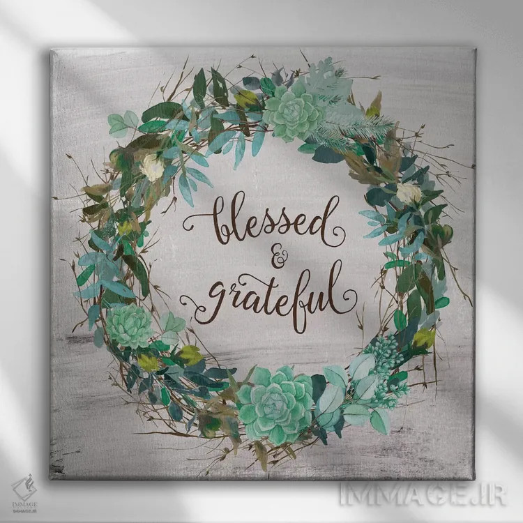 تابلو خوشبخت و سپاسگزار اثر آماندا موری - نمای روبهرو روی دیوار