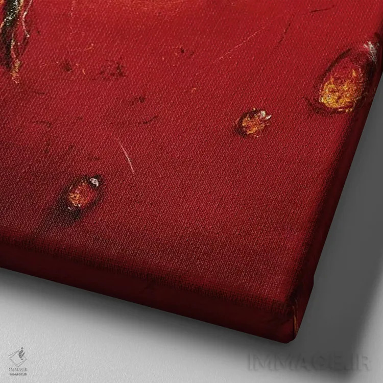 تابلو گوجهفرنگی اثر آلماچ - نمای نزدیک بافت بوم