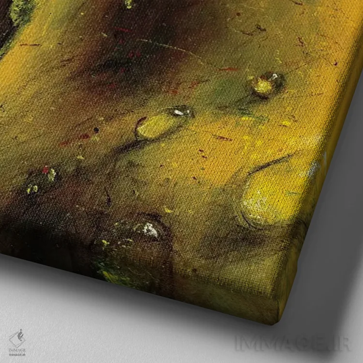 تابلو گلابیها اثر آلماچ - نمای نزدیک بافت بوم