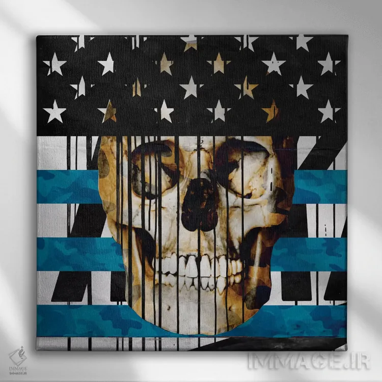 تابلو پرچم پوشیده از جمجمه اثر فایو بای فایو کالکتیو - نمای روبهرو روی دیوار
