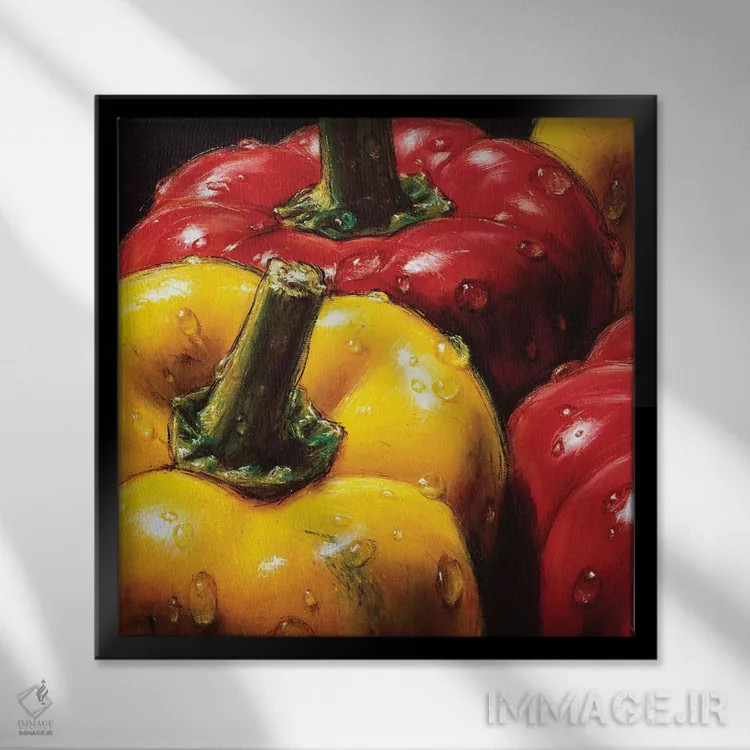 تابلو فلفلها اثر آلماچ - نمای قابدار مشکی