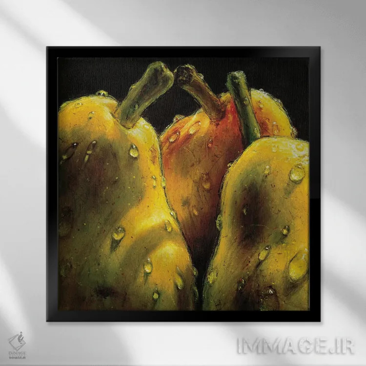 تابلو گلابیها اثر آلماچ - نمای قابدار مشکی