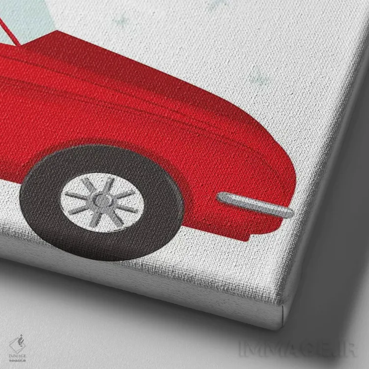 تابلو ماشین کروکی کریسمسی اثر آماندا مکگی - نمای نزدیک بافت بوم