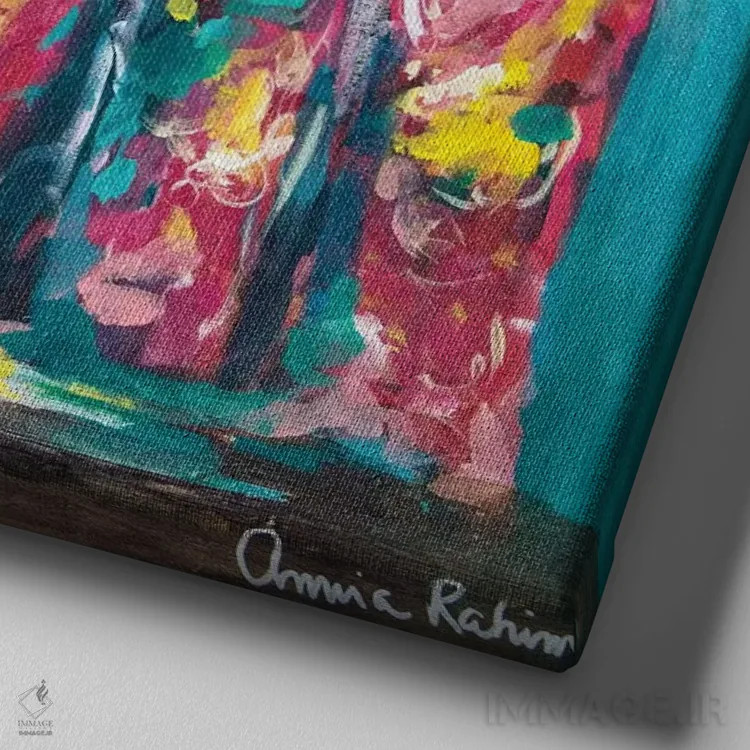 تابلو عروسی اثر امیره رحیم - نمای نزدیک بافت بوم