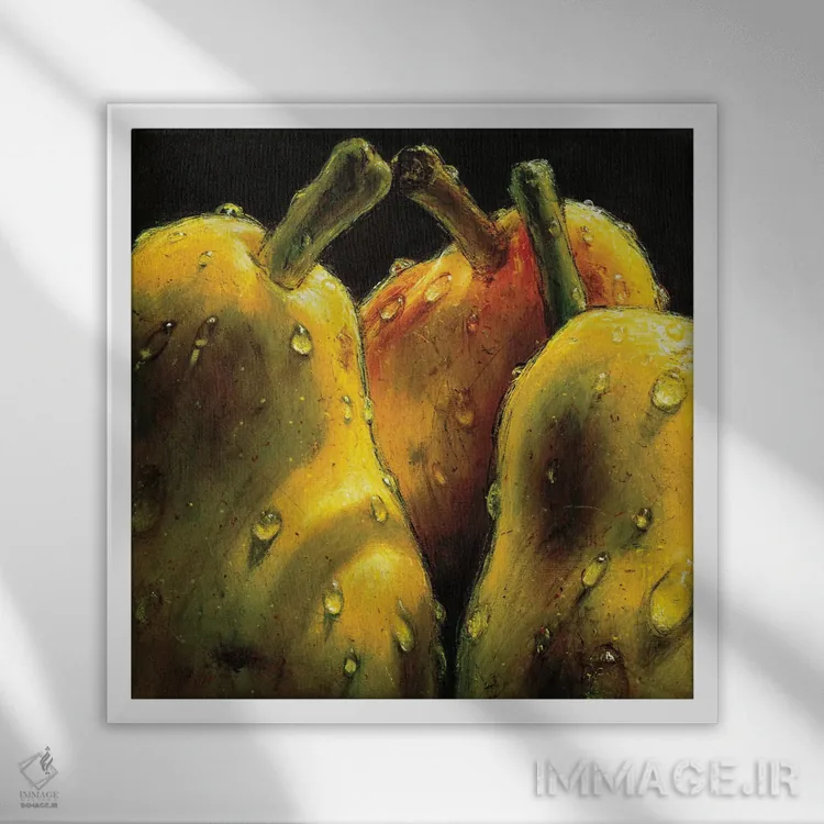 تابلو گلابیها اثر آلماچ - نمای قابدار سفید