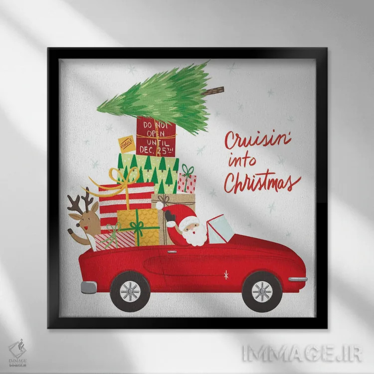 تابلو ماشین کروکی کریسمسی اثر آماندا مکگی - نمای قابدار مشکی