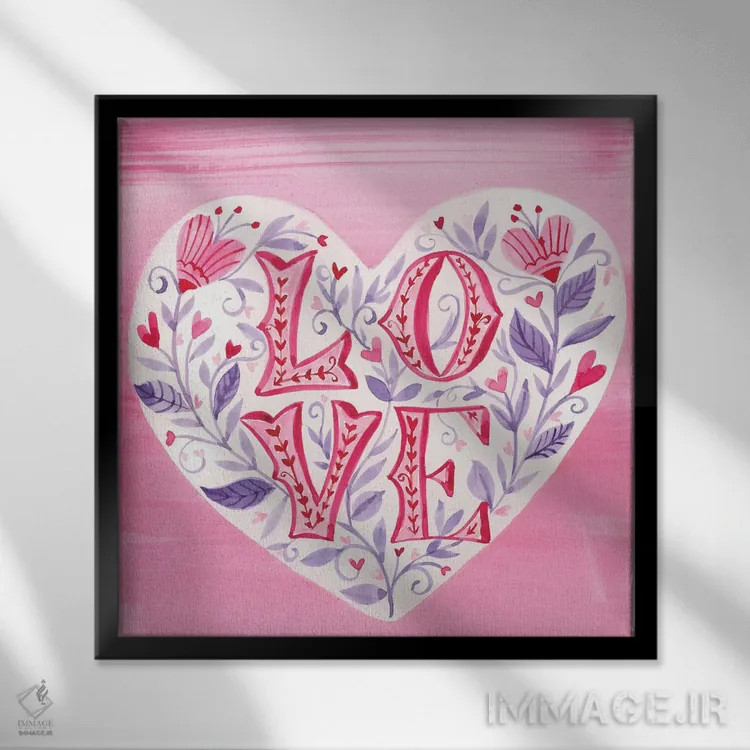 تابلو گلهای قلبی اثر آماندا مکگی - نمای قابدار مشکی