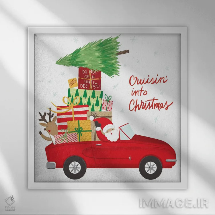 تابلو ماشین کروکی کریسمسی اثر آماندا مکگی - نمای قابدار سفید