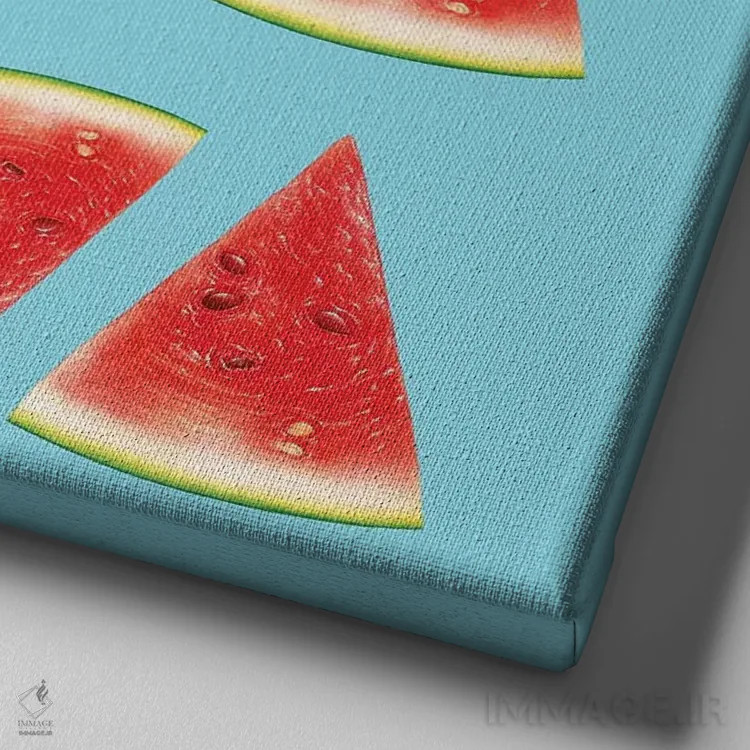 تابلو برشهای هندوانه I اثر تاتیانا آمرِین - نمای نزدیک بافت بوم