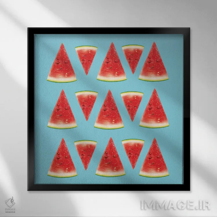 تابلو برشهای هندوانه I اثر تاتیانا آمرِین - نمای قابدار مشکی