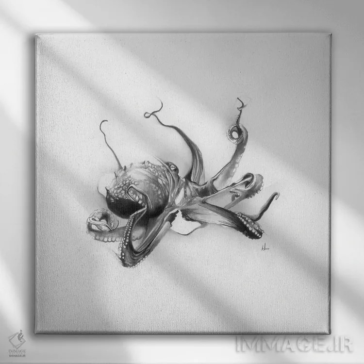 تابلو اختاپوس اقیانوس آرام اثر الکسیس مارکو - نمای روبهرو روی دیوار