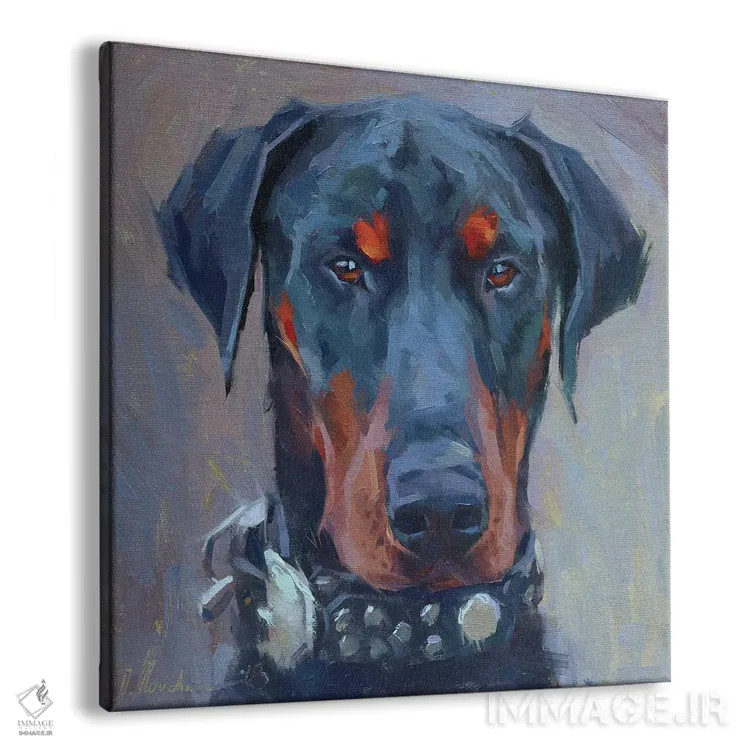 تابلو دوبرمن (سگ) اثر الکس مووچون - نمای پرسپکتیو محصول
