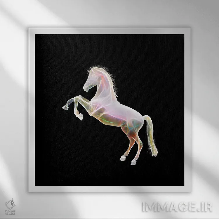 تابلو اسب خیالی اثر تاتیانا آمرِین - نمای قابدار سفید