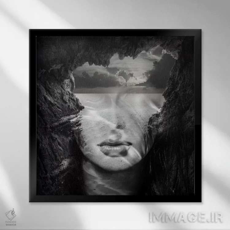 تابلو صخرهها اثر تاتیانا آمرِین - نمای قابدار مشکی