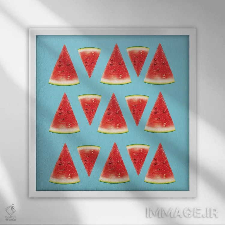 تابلو برشهای هندوانه I اثر تاتیانا آمرِین - نمای قابدار سفید