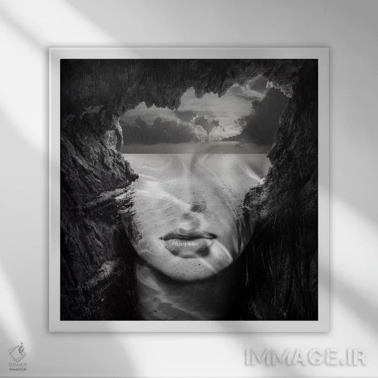 تابلو صخرهها اثر تاتیانا آمرِین - نمای قابدار سفید