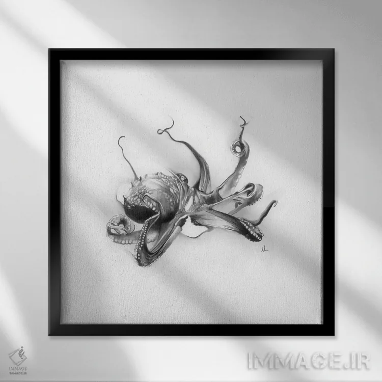 تابلو اختاپوس اقیانوس آرام اثر الکسیس مارکو - نمای قابدار مشکی