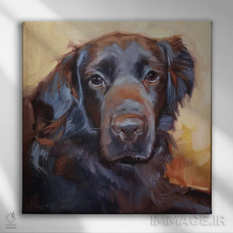 تابلو نقاشی سگ قهوهای اثر الکس مووچون - نمای روبهرو روی دیوار