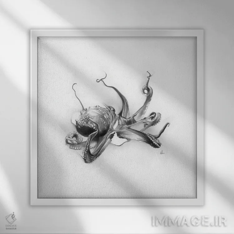 تابلو اختاپوس اقیانوس آرام اثر الکسیس مارکو - نمای قابدار سفید