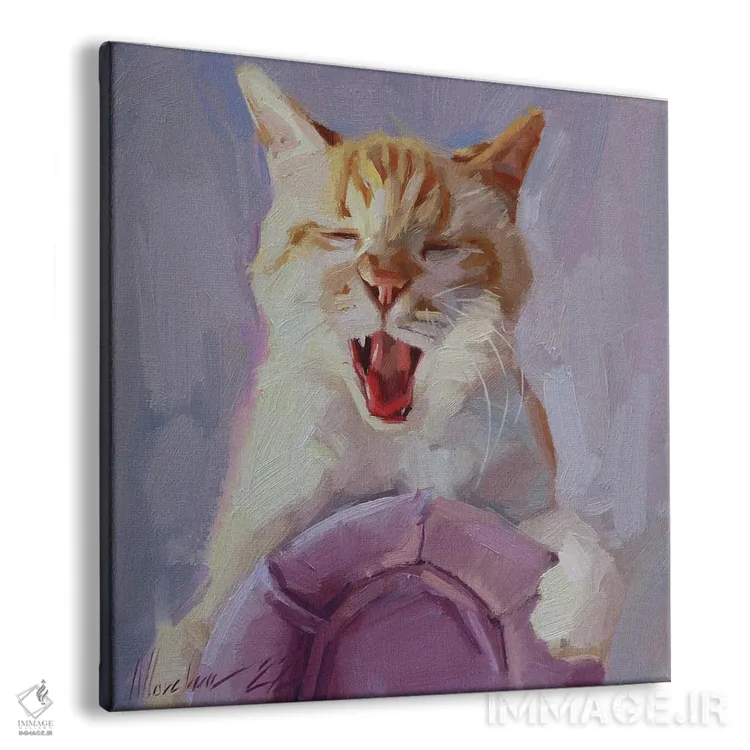 تابلو پرترهٔ گربهٔ قرمز، گربهٔ درحال فریاد اثر الکس مووچون - نمای پرسپکتیو محصول