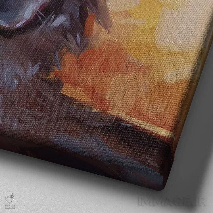 تابلو نقاشی سگ قهوهای اثر الکس مووچون - نمای نزدیک بافت بوم