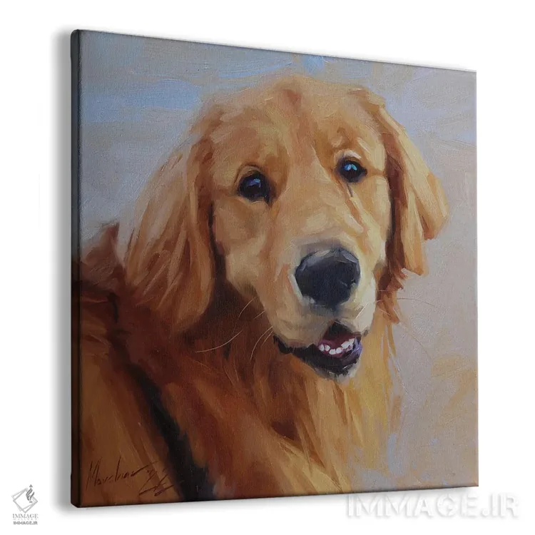 تابلو لابرادور طلایی اثر الکس مووچون - نمای پرسپکتیو محصول