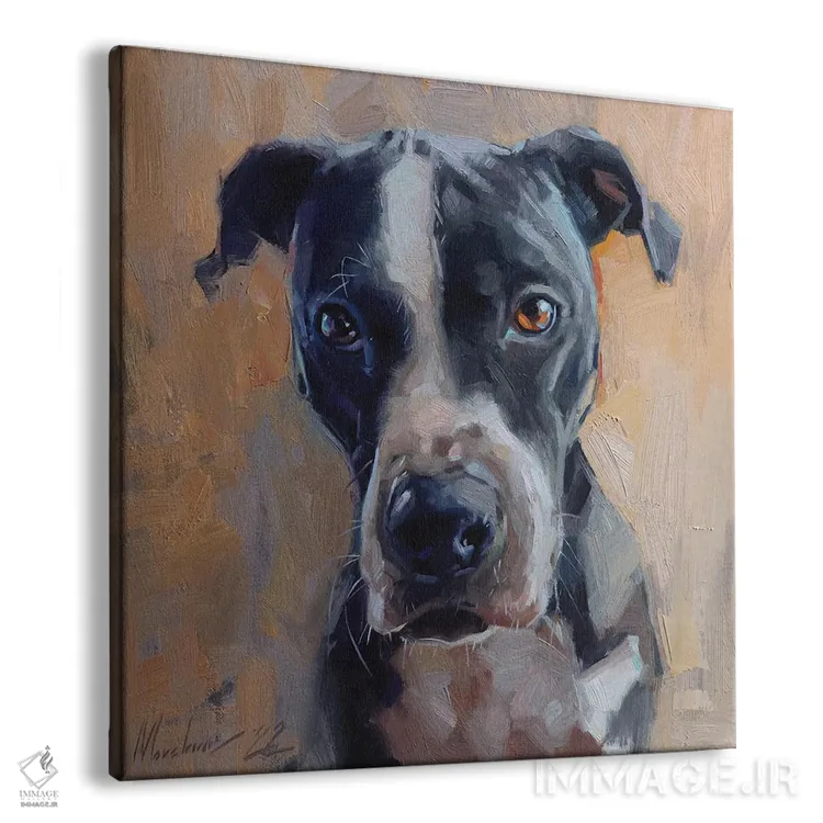 تابلو نقاشی سگ سیاه اثر الکس مووچون - نمای پرسپکتیو محصول