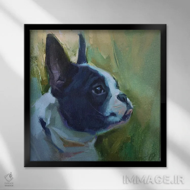 تابلو بولداگ (سگ) اثر الکس مووچون - نمای قابدار مشکی